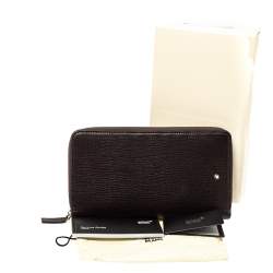 Pre Owned محفظة سفتر مون بلان مسترستك جلد محبب بنى داكن