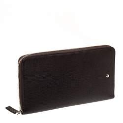 Pre Owned محفظة سفتر مون بلان مسترستك جلد محبب بنى داكن