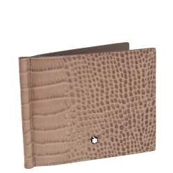 مملوكة مسبقًا محفظة مون بلان جلد نقشة التمساح بيج مايسترستاك بدبوس نقود