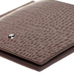 مملوكة مسبقًا محفظة مون بلان جلد نقشة التمساح بيج مايسترستاك بدبوس نقود