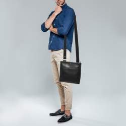 مملوكة مسبقًا حقيبة ماسنجر مون بلان مظروف سارتوريال متوسط جلد أسود