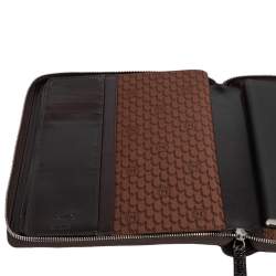 Montblanc Mocha Brown Croc Embossed Leather Meisterstuck Zip Business Companion Clutch