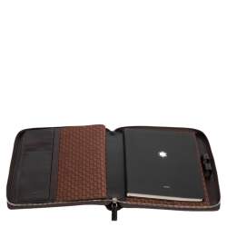 Montblanc Mocha Brown Croc Embossed Leather Meisterstuck Zip Business Companion Clutch