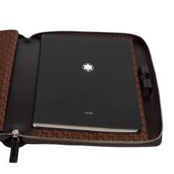 Montblanc Mocha Brown Croc Embossed Leather Meisterstuck Zip Business Companion Clutch