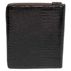 Montblanc Mocha Brown Croc Embossed Leather Meisterstuck Zip Business Companion Clutch