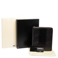 Montblanc Mocha Brown Croc Embossed Leather Meisterstuck Zip Business Companion Clutch