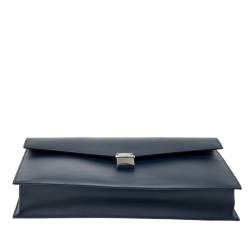 Pre Owned Montblanc Navy Blue Leather Meisterstuck Classic Single Gusset Briefcase