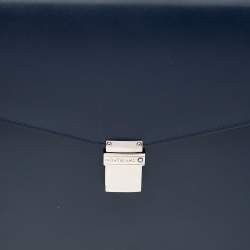 Pre Owned Montblanc Navy Blue Leather Meisterstuck Classic Single Gusset Briefcase