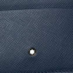Pre Owned Montblanc Navy Blue Leather Sartorial Pocket 5 CC