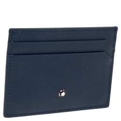 Pre Owned Montblanc Navy Blue Leather Sartorial Pocket 5 CC