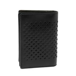 Pre Owned حامل بطاقات مونت بلانك جلد مخرم أسود