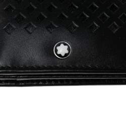Pre Owned حامل بطاقات مونت بلانك جلد مخرم أسود