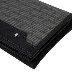 Pre Owned Montblanc Brown Coated Canvas and Leather Signature Card Holder