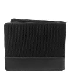 مملوكة مسبقًا محفظة مون بلان طية مزدوجة ميستروك نايتفلات جلد وكانفاس أسود 6سي سي