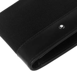 مملوكة مسبقًا محفظة مون بلان طية مزدوجة ميستروك نايتفلات جلد وكانفاس أسود 6سي سي