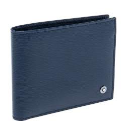 Pre Owned Montblanc Blue Leather Westside Bifold Wallet