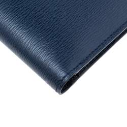 Pre Owned Montblanc Blue Leather Westside Bifold Wallet