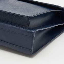 Pre Owned Montblanc Navy Blue Leather Westside Triple Gusset Briefcase