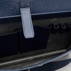 Pre Owned Montblanc Navy Blue Leather Westside Triple Gusset Briefcase