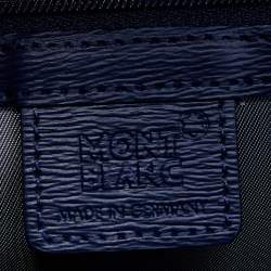 Pre Owned Montblanc Navy Blue Leather Westside Triple Gusset Briefcase