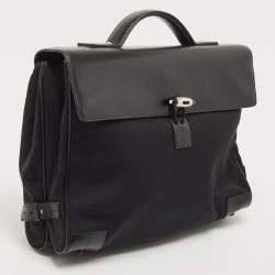 Montblanc Black Fabric and Leather Double Gusset Nightflight Briefcase