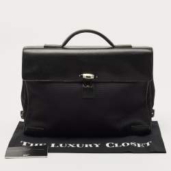 Montblanc Black Fabric and Leather Double Gusset Nightflight Briefcase