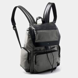 Montblanc Black/Grey Nylon and Leather Large Nightflight Backpack