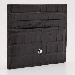 Montblanc Dark Brown Croc Embossed Leather Meisterstuck 6CC Card Holder