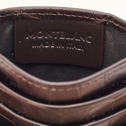 Montblanc Dark Brown Croc Embossed Leather Meisterstuck 6CC Card Holder