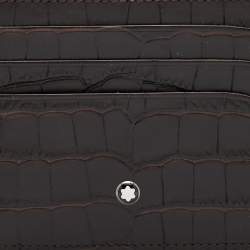 Montblanc Dark Brown Croc Embossed Leather Meisterstuck 6CC Card Holder