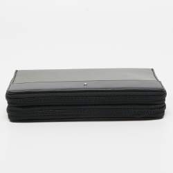 Pre Owned Montblanc Grey/Black Leather And Nylon Nightflight Travel Companion Wallet