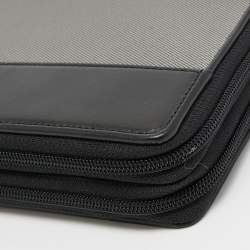 Pre Owned Montblanc Grey/Black Leather And Nylon Nightflight Travel Companion Wallet