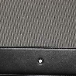 Pre Owned Montblanc Grey/Black Leather And Nylon Nightflight Travel Companion Wallet