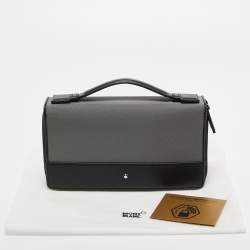 Pre Owned Montblanc Grey/Black Leather And Nylon Nightflight Travel Companion Wallet