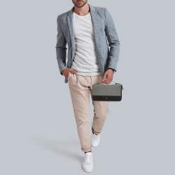 Pre Owned Montblanc Grey/Black Leather And Nylon Nightflight Travel Companion Wallet