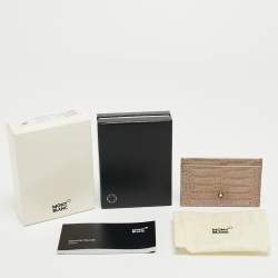 Montblanc Beige Croc Embossed Leather Business Card Holder