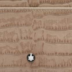 Montblanc Beige Croc Embossed Leather Business Card Holder