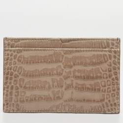 Montblanc Beige Croc Embossed Leather Business Card Holder
