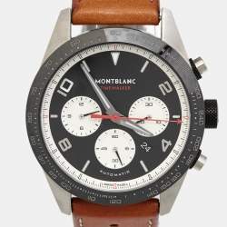 Montblanc Black Ceramic Stainless Steel Calfskin Timewalker 19942 Men's Wristwatch 43 mm