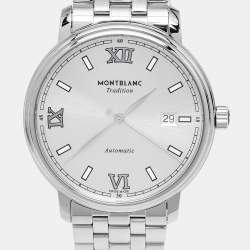 Pre Owned Montblanc Silver Dial Stainless Steel Tradition 127770 Men's Wristwatch 40 mm