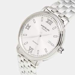 Pre Owned Montblanc Silver Dial Stainless Steel Tradition 127770 Men's Wristwatch 40 mm
