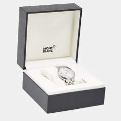 Pre Owned Montblanc Silver Dial Stainless Steel Tradition 127770 Men's Wristwatch 40 mm