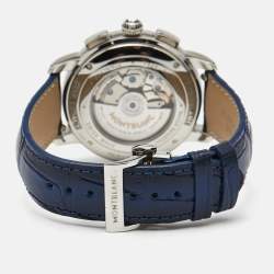 مملوكة مسبقًا Montblanc Star Legacy 130973 Blue Dial Stainless Steel Men's Wristwatch 42 mm