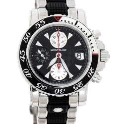  Montblanc Black Stainless Steel Rubber Sport Chronograph 7034 Men's Wristwatch 41.50 mm