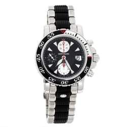  Montblanc Black Stainless Steel Rubber Sport Chronograph 7034 Men's Wristwatch 41.50 mm