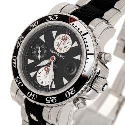  Montblanc Black Stainless Steel Rubber Sport Chronograph 7034 Men's Wristwatch 41.50 mm