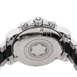  Montblanc Black Stainless Steel Rubber Sport Chronograph 7034 Men's Wristwatch 41.50 mm