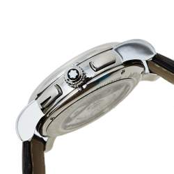 Pre Owned Montblanc Silver Stainless Steel & Leather Star 7104 Automatic Men's Wristwatch 44 mm