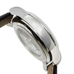 Pre Owned Montblanc Silver Stainless Steel & Leather Star 7104 Automatic Men's Wristwatch 44 mm