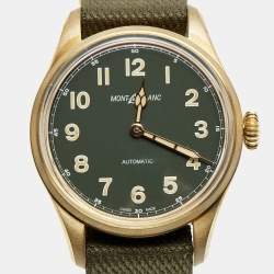 Montblanc Green Bronze Canvas NATO 1858 Limited Edition 118222 Men's Wristwatch 40 mm